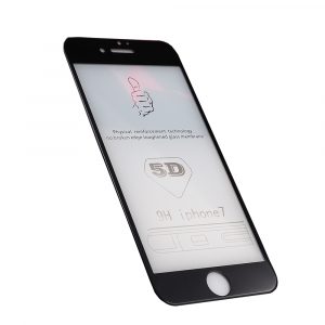 Стъклен 5D протектор за iPhone SE (2020) черно FULL GLUE