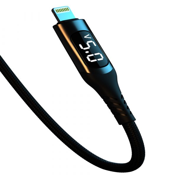 Кабел USB  Lightning за Айфон  със диспллей  черен
