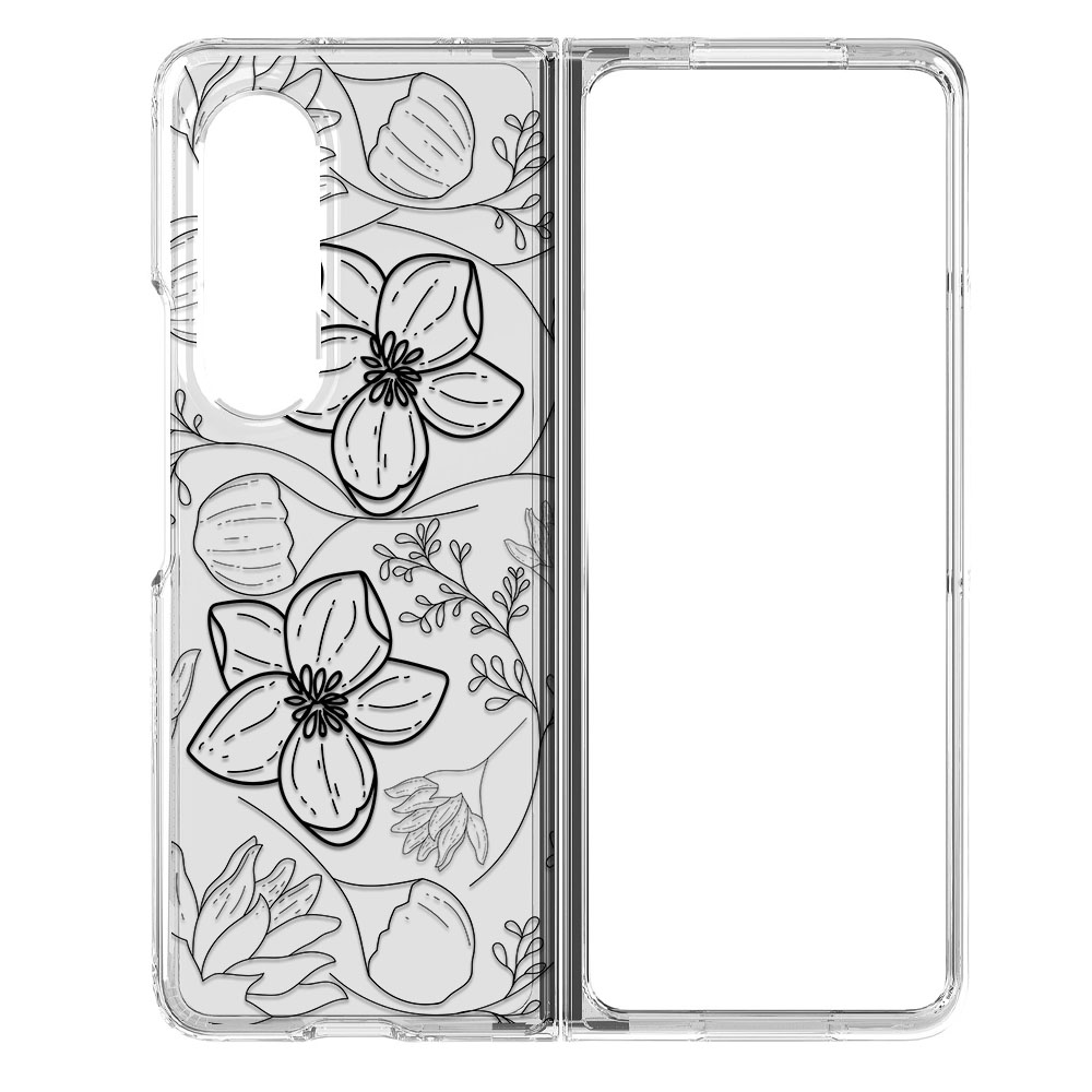 Калъф за Samsung Z Fold 3 Пластмасов Черни цветя