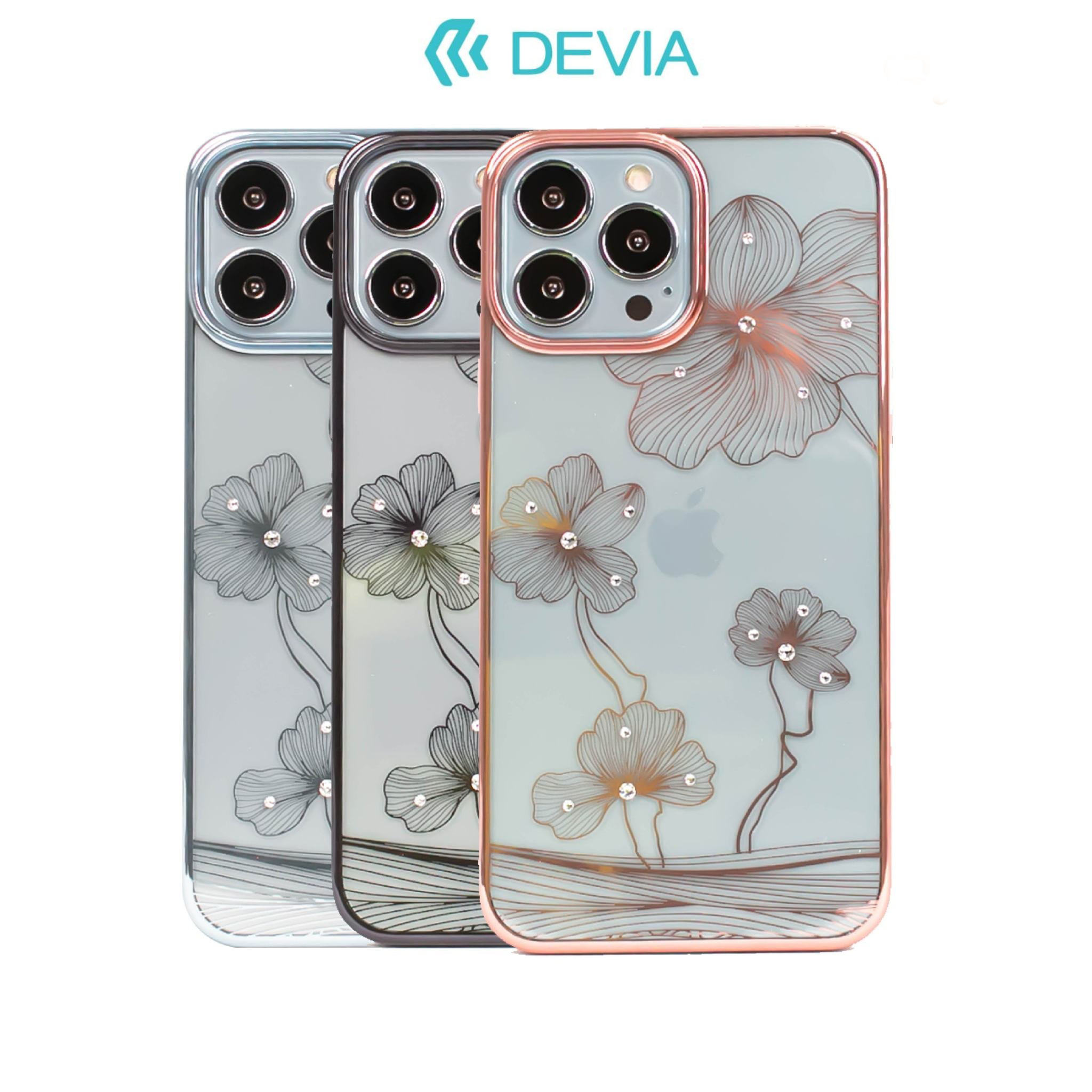 Калъф Devia Crystal Flora за iPhone 13 Pro  златен